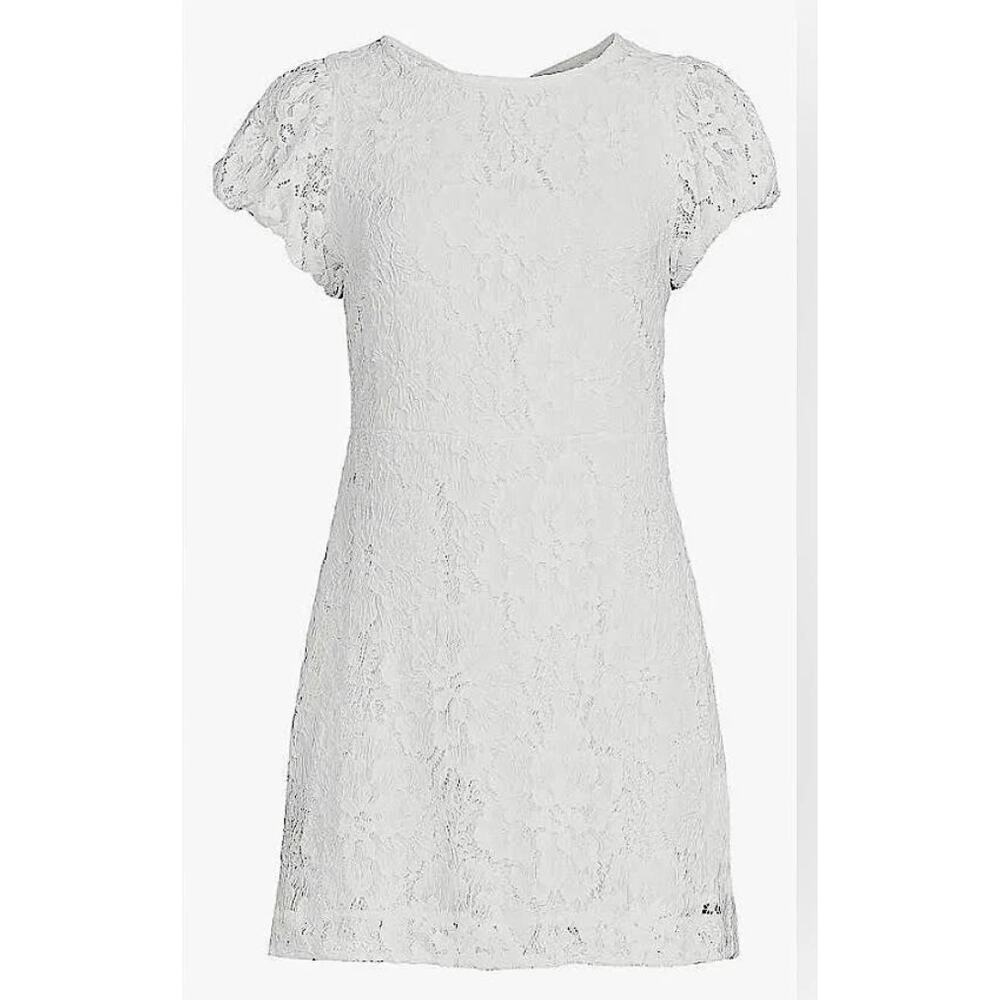Free People Hailee Lace, Puffed Sleeve Mini Dress | Sz S, White New $168 - Picture 3 of 12